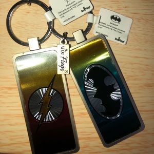 Authentic Six Flags keychains - Batman and Flash